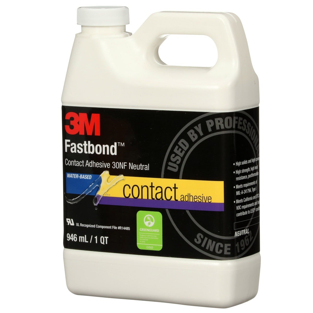 3M 30NF Contact Adhesive, Neutral, Water-Based, 1 Quart Can (21180) (7000046567) (12 Pack) - 3
