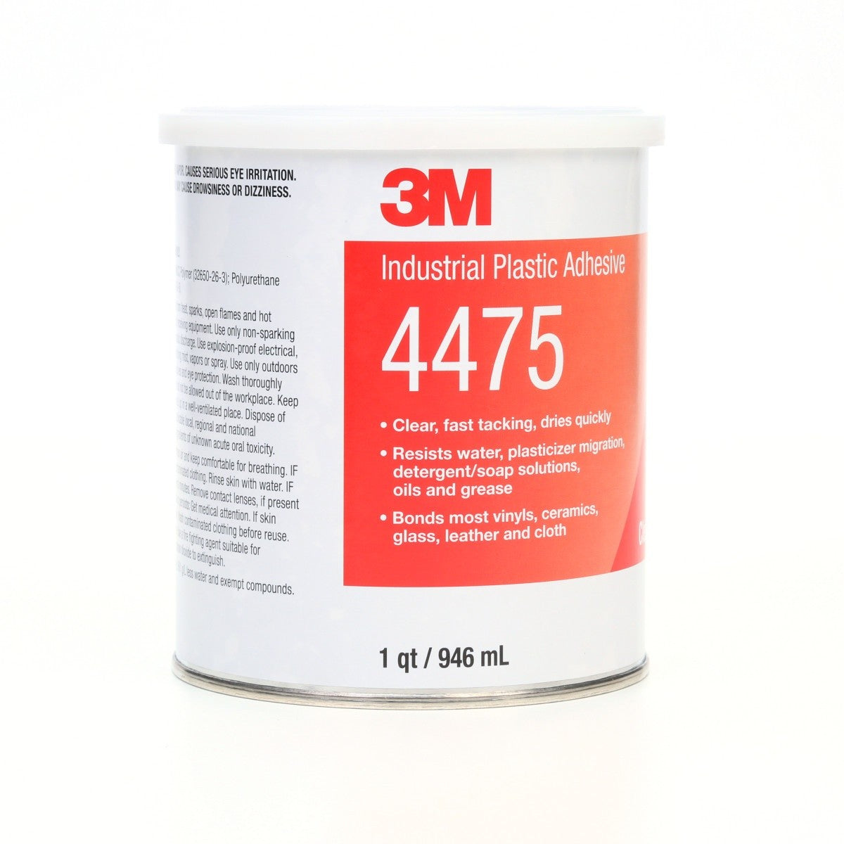 3M Industrial Plastic Adhesive 4475, Clear, 1 Quart Can (4475) (7000046573) (12 Pack) - 3