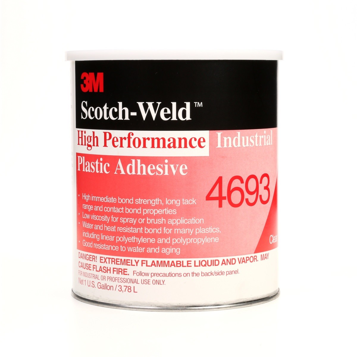 3M High Performance Industrial Plastic Adhesive, Light Amber, 1 Gallon (4693) (7000046575) (4 Pack) - 2