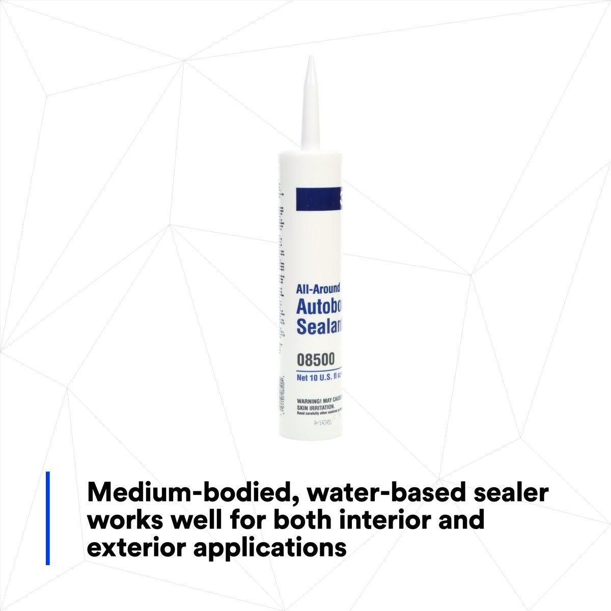 3M 08500 All-Around Autobody Sealant, Medium-Bodied, Water-Based, Quick-Drying, White, 1/10 gal 10 fl oz Cartridge (7000046622) (12 Pack) - 3