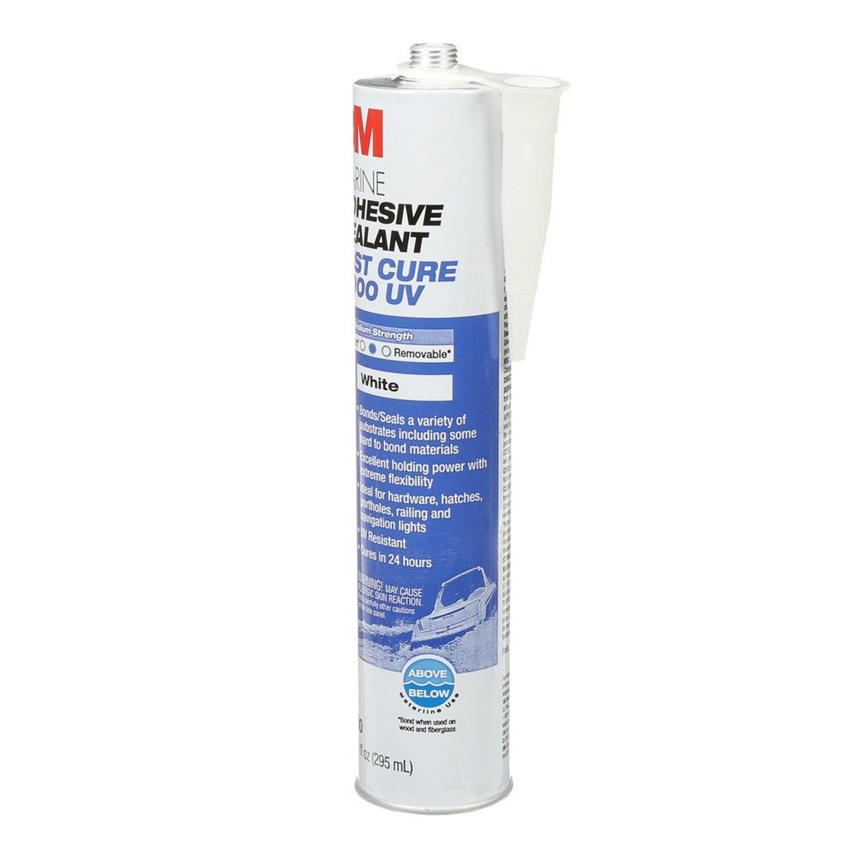 3M 4000 UV 6580 Marine Adhesive Sealant Fast Cure, White, Medium Strength, UV Resistant, 295 mL Cartridge, 10 fl oz (7000046623) - 3