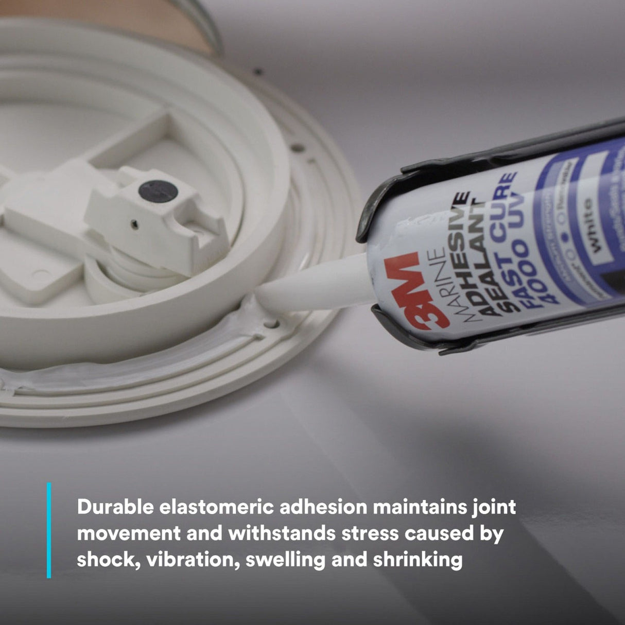 3M 4000 UV Marine Adhesive Sealant Fast Cure, White, Medium Strength, UV Resistant, 295 mL Cartridge, 10 fl oz (6580) (7000046623) (12 Pack) - 6