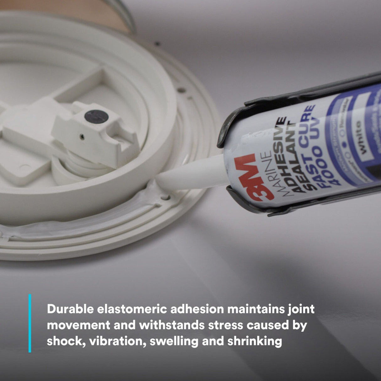 3M 4000 UV 6580 Marine Adhesive Sealant Fast Cure, White, Medium Strength, UV Resistant, 295 mL Cartridge, 10 fl oz (7000046623) - 6