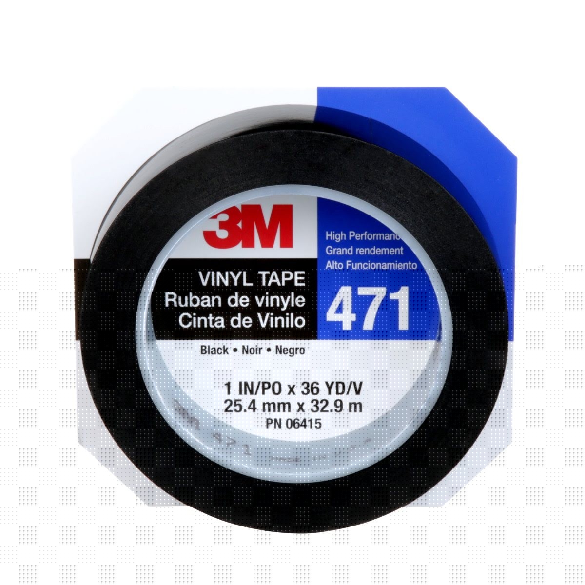 3M 471 Vinyl Tape, Rubber Adhesive, Black, 1 in x 36 yd, 5.2 mil (7000047458) (36 Pack) - 7