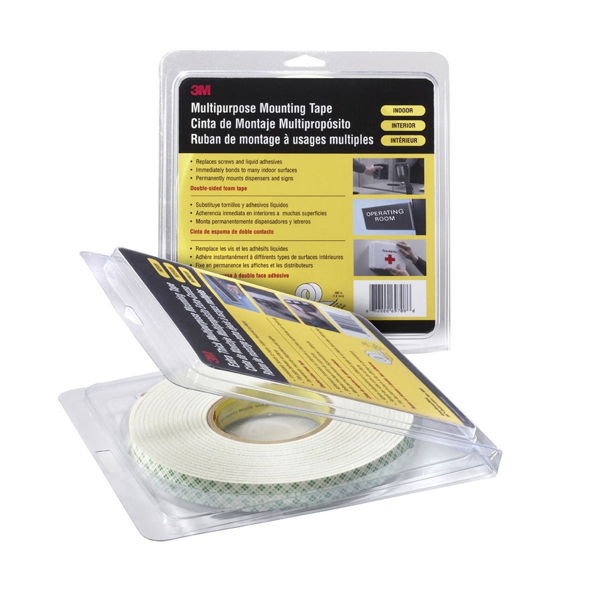 3M 4016 Double Coated Urethane Foam Tape, Off White, 1/2 in x 36 yd, 62 mil (7000048478) (18 Pack) - 4