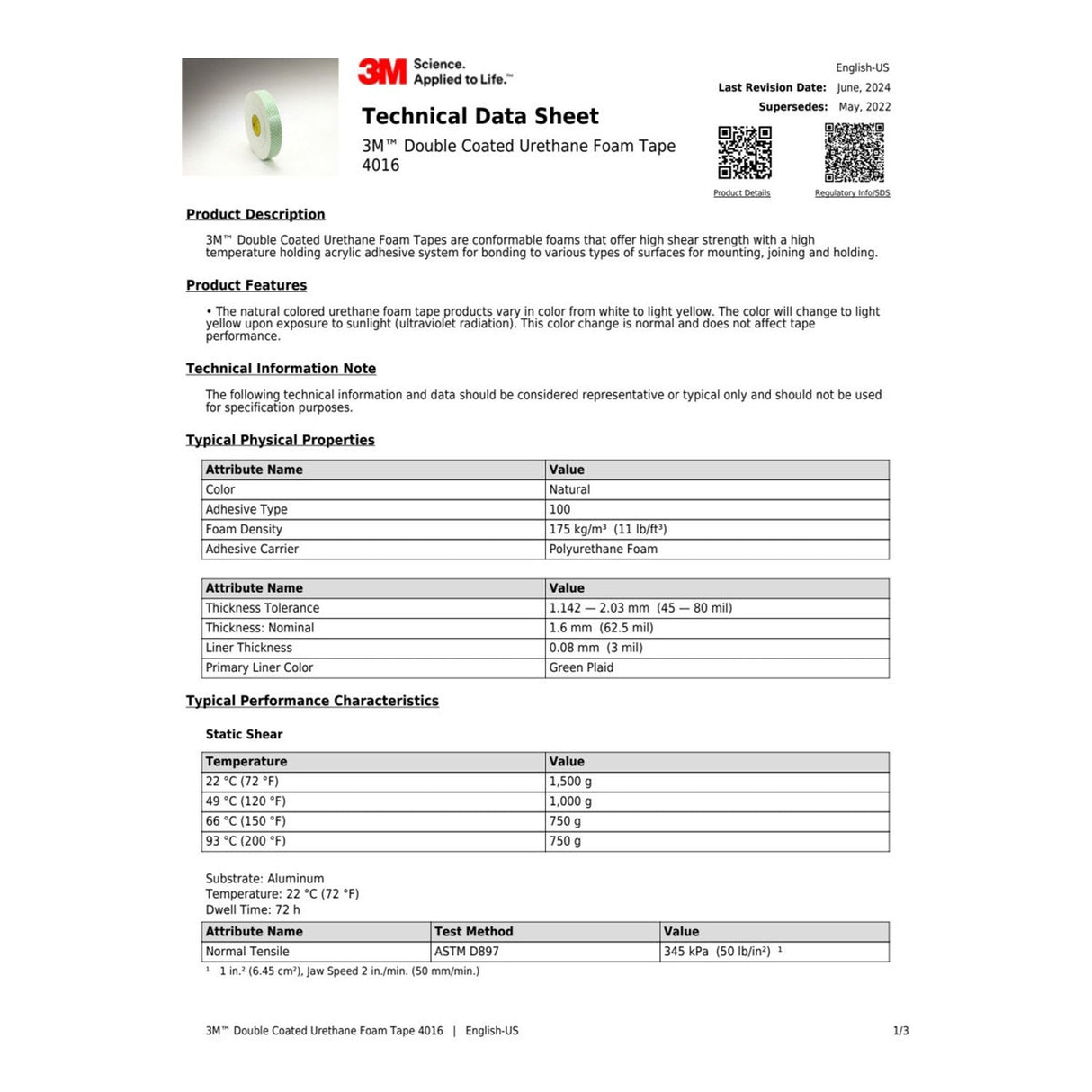 3M 4016 Double Coated Urethane Foam Tape, Off White, 1/2 in x 36 yd, 62 mil (7000048478) (18 Pack) - 8