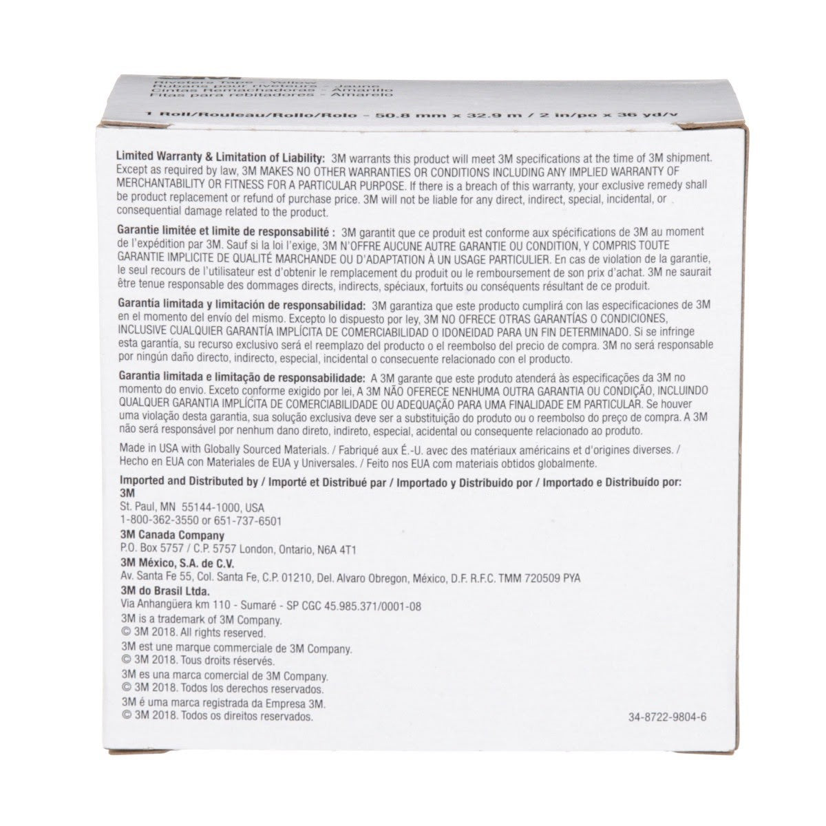 3M 695 Riveters Tape, Yellow with White Adhesive, 2 in x 36 yd, 3 mil (7000048596) (24 Pack) - 9