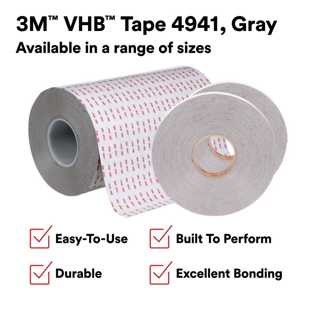 3M 4941 VHB Tape, Gray, 3/4 in x 36 yd, 45 mil (7000048597) (12 Pack) - 8