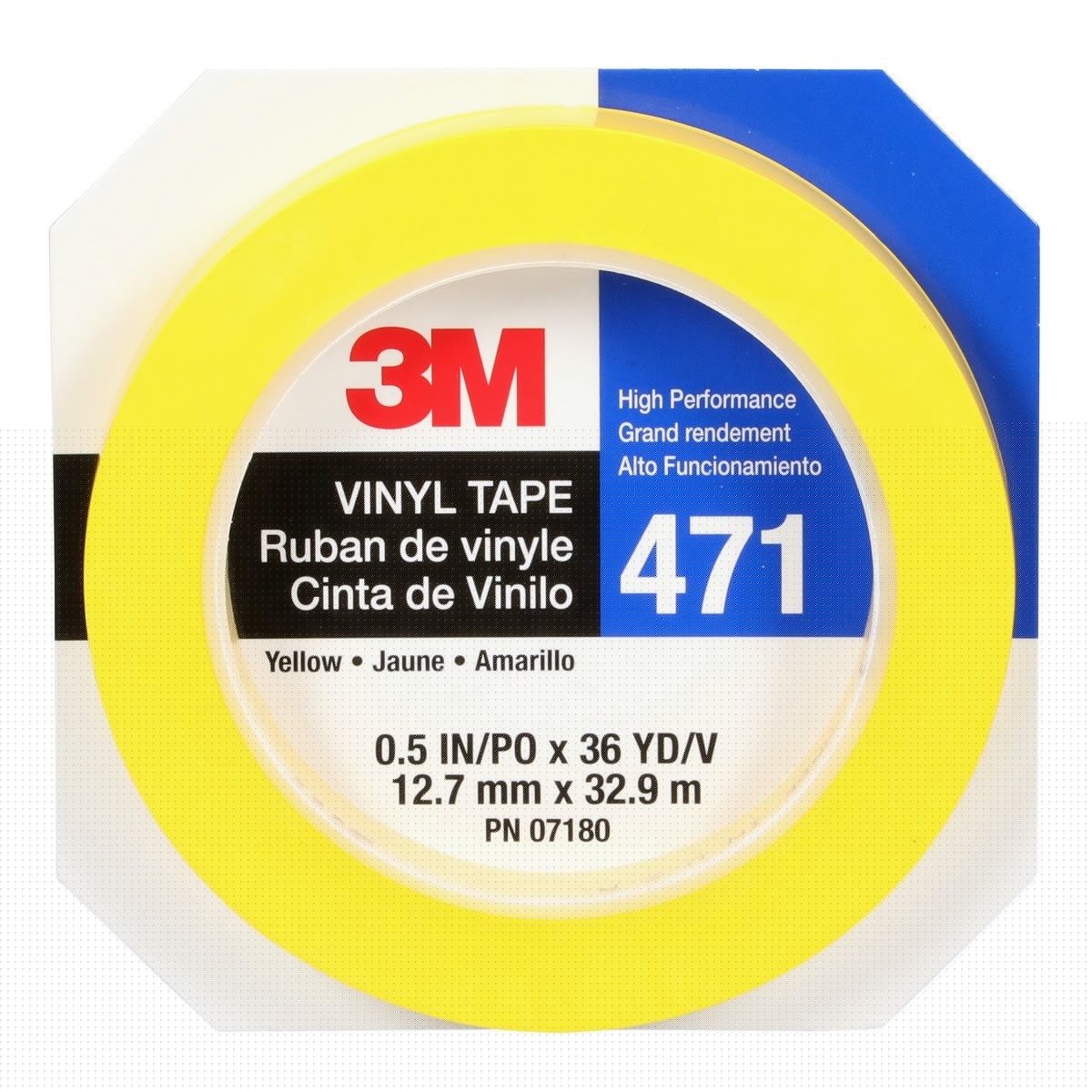 3M 471 Vinyl Tape, Yellow, 3/8 in x 36 yd, 5.2 mil (7000048775) (96 Pack) - 8