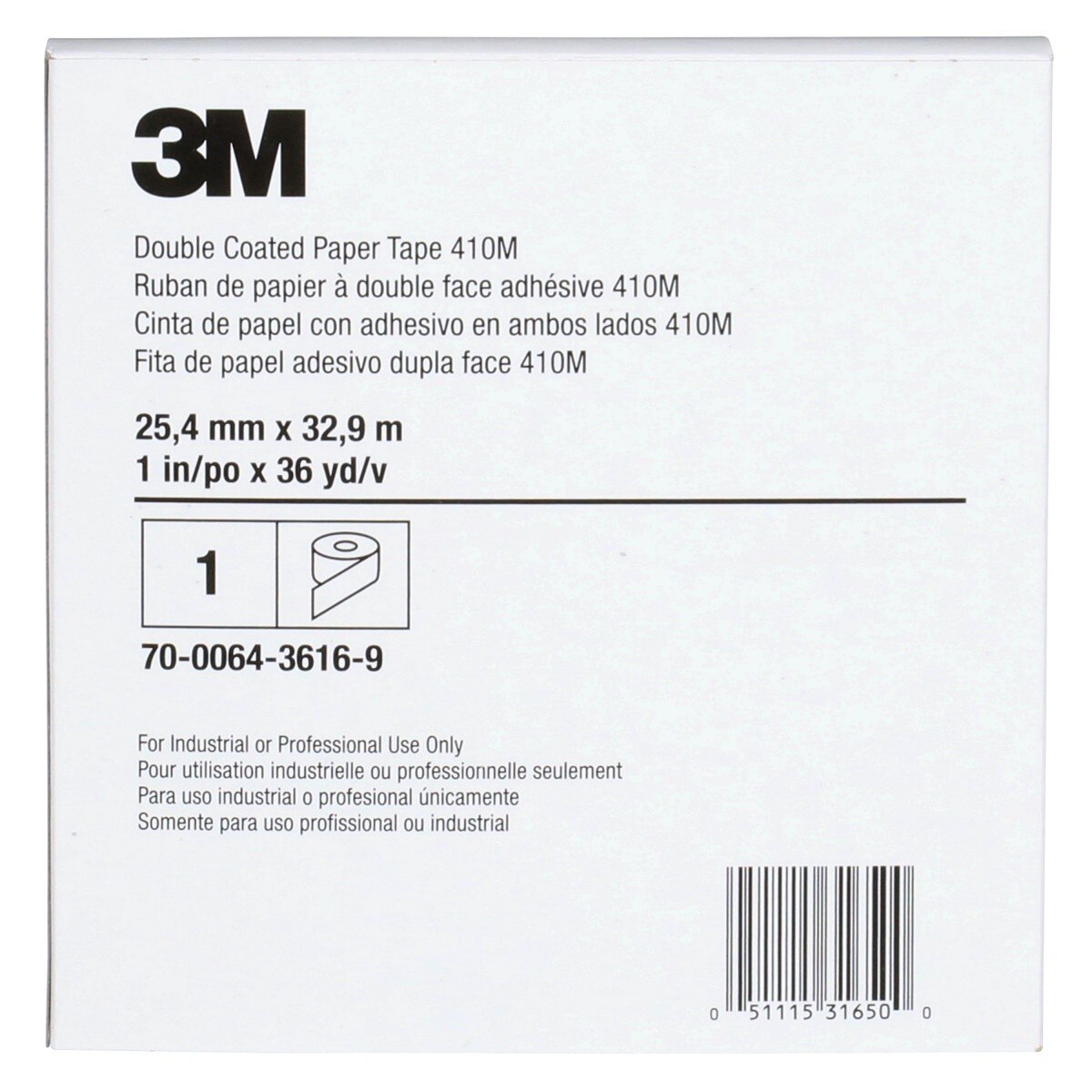 3M 410M Scotch Double Coated Paper Tape, Natural, 1 in x 36 yd, 5 mil (7000049274) (36 Pack) - 5
