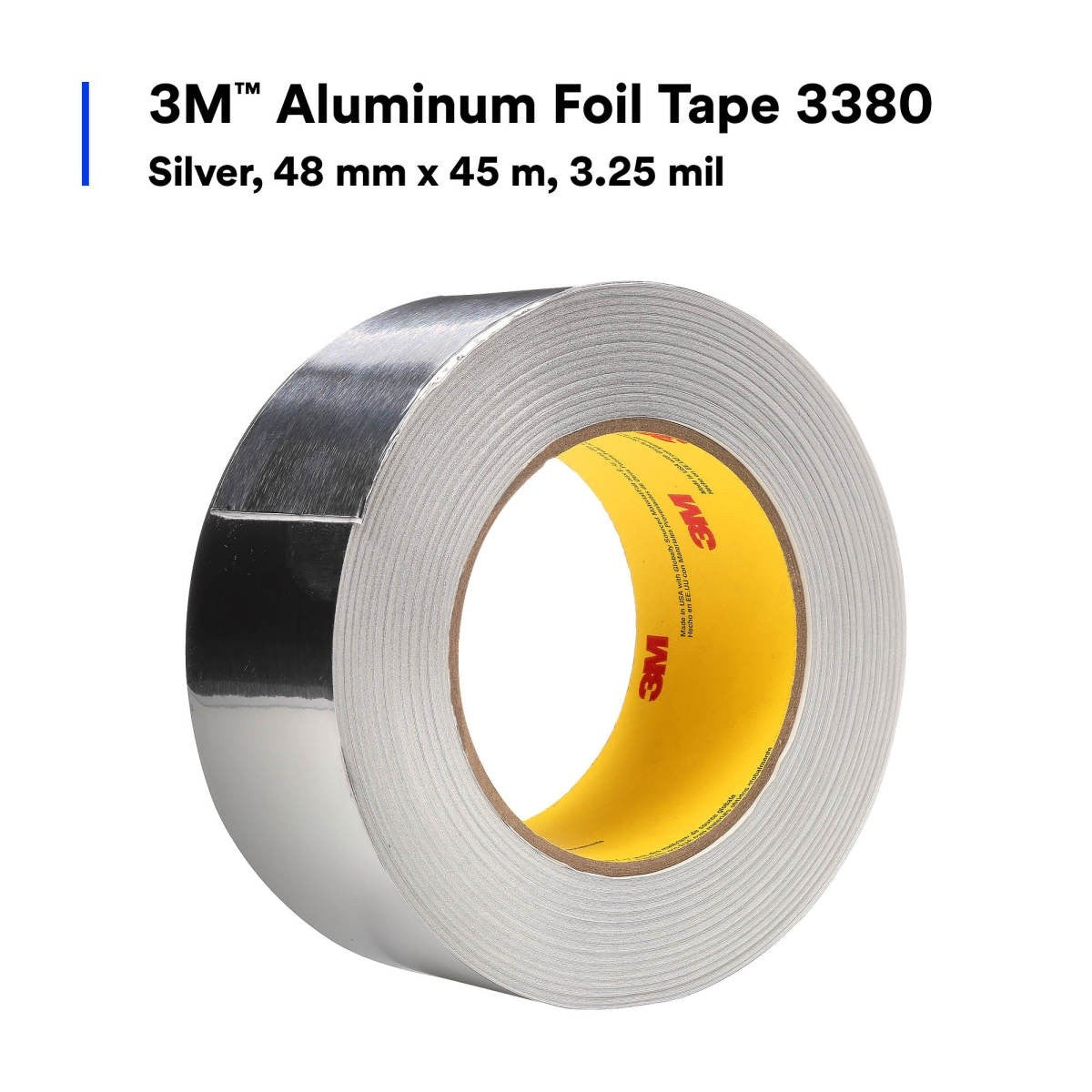 3M 3380 Aluminum Foil Tape, Silver, 48 mm x 45 m, 3.25 mil (7000049613) (24 Pack) - 2