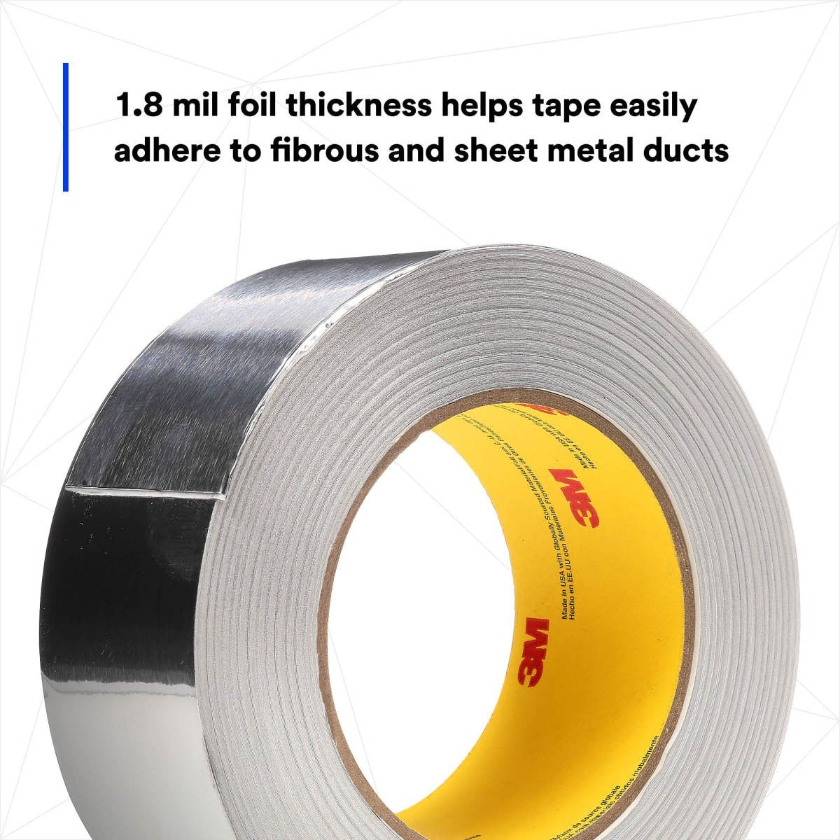 3M 3380 Aluminum Foil Tape, Silver, 48 mm x 45 m, 3.25 mil (7000049613) (24 Pack) - 3