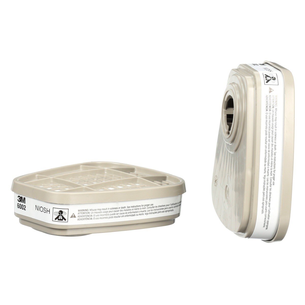 3M 6002 Acid Gas Respirator Cartridge, Bayonet, White (7000051850) (1 Pair) (30 Pack) - 3