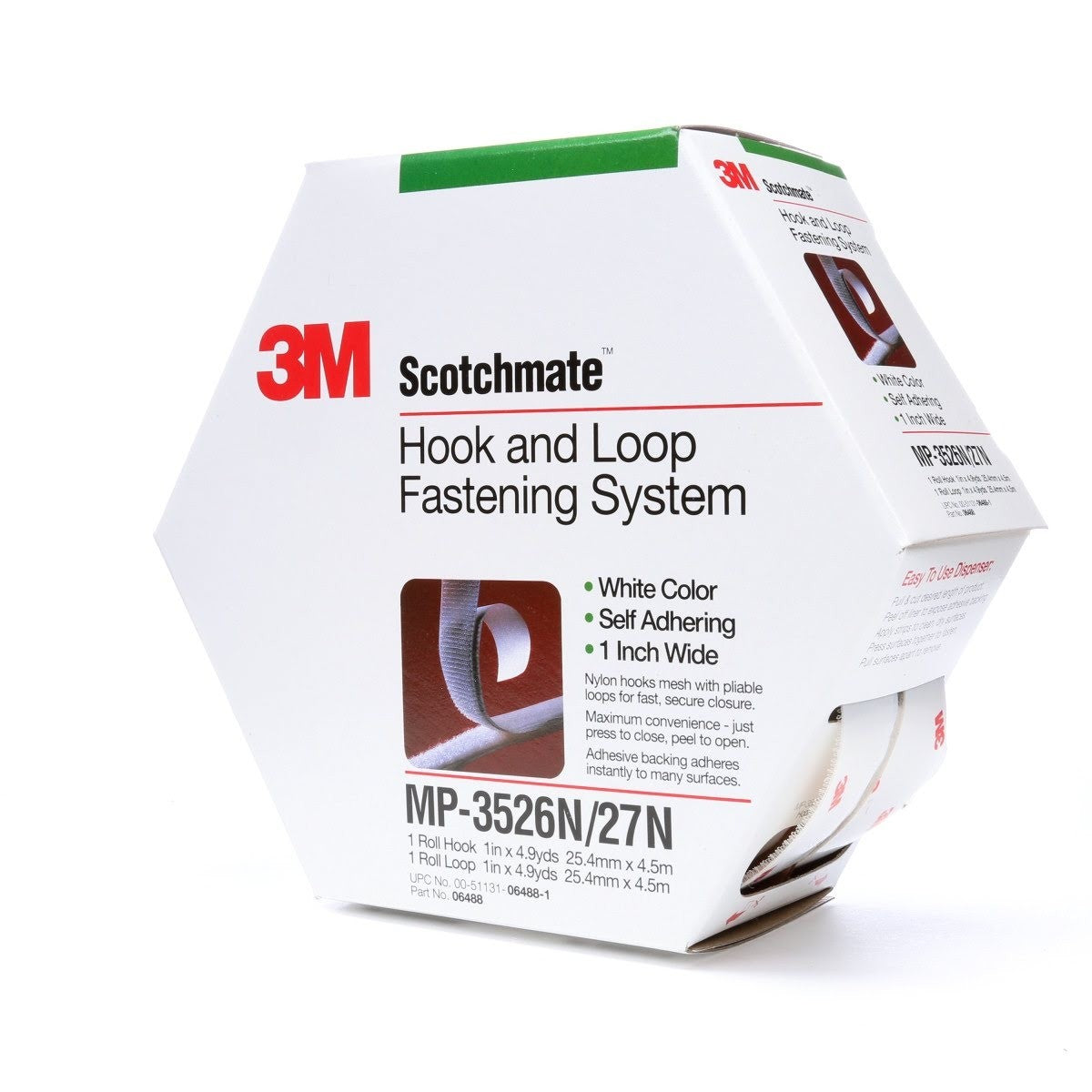 3M Scotchmate Hook and Loop Fastening System, White, 1 in x 4.9 yd (MP3526N/27N) (7000052211) (5 Pack) - 2