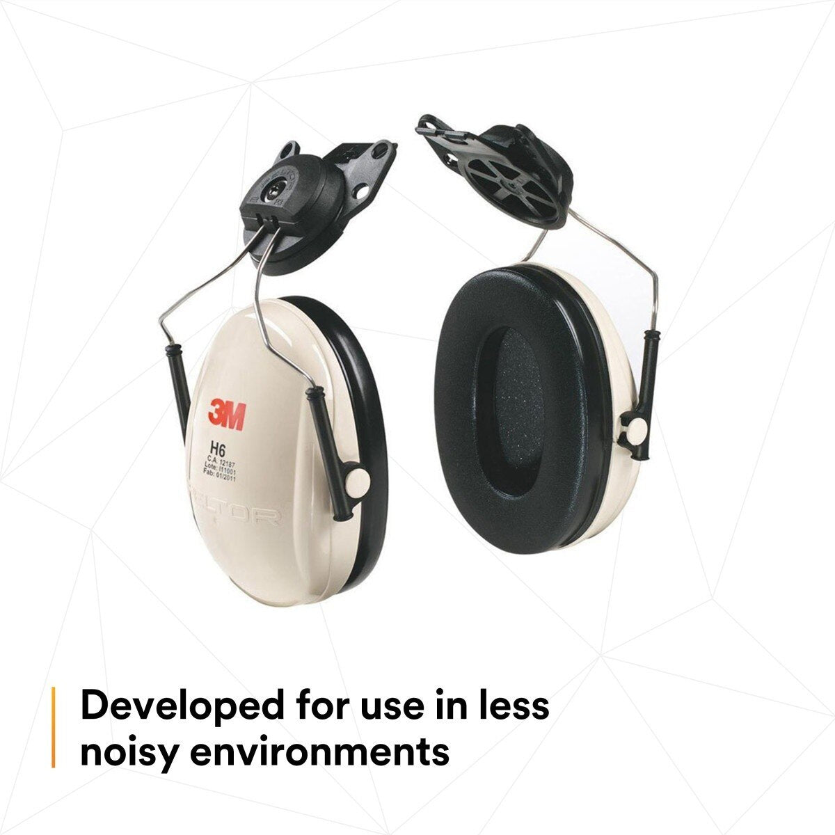 3M H6P3E/V PELTOR Optime 95 Cap-Mount Earmuffs with Universal Hard Hat Attachment, 21 dB NRR (7000052743) - 3