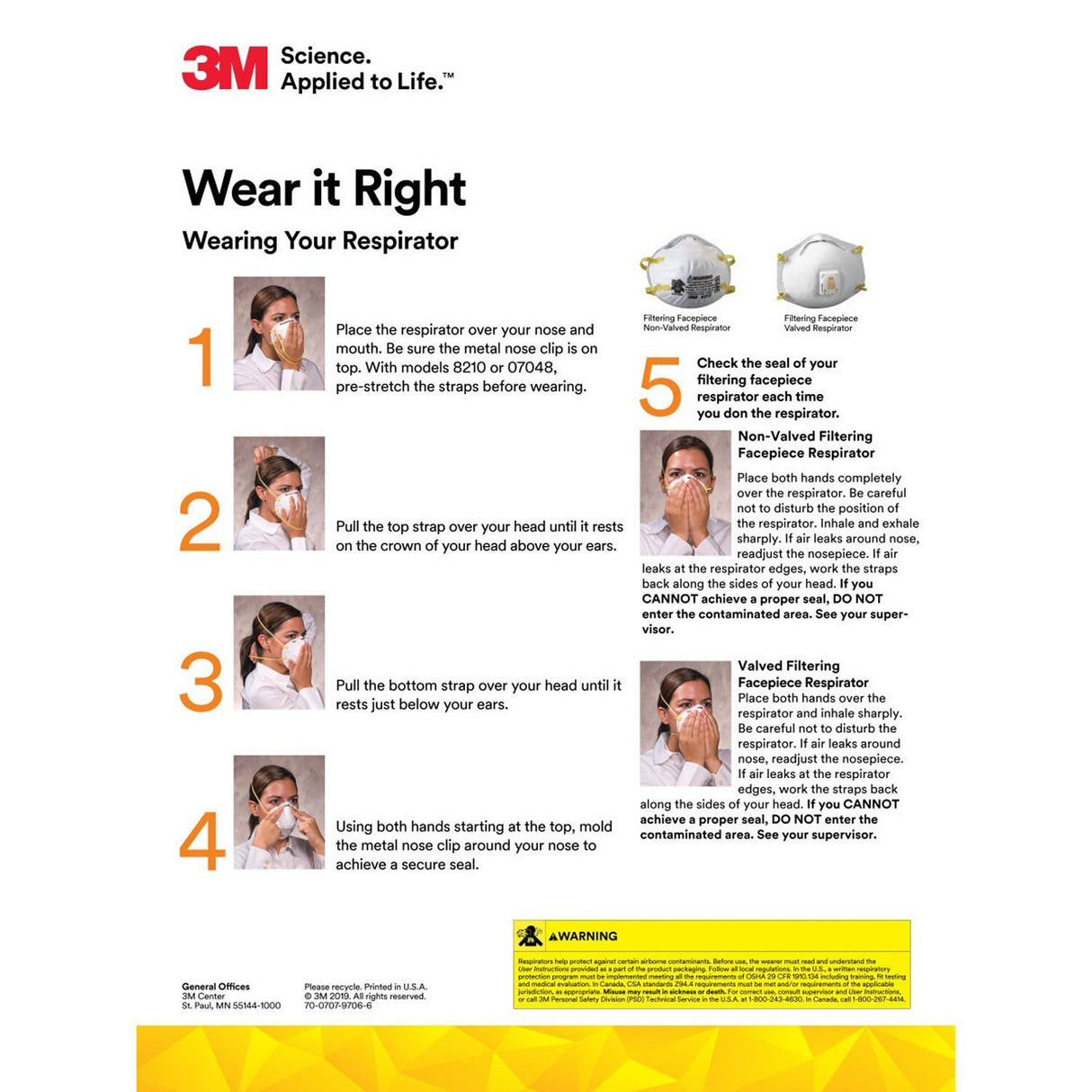 3M 7023 8200 Particulate Respirator N95 Cup Style Disposable White (7000052787) (160 Pack) - 5