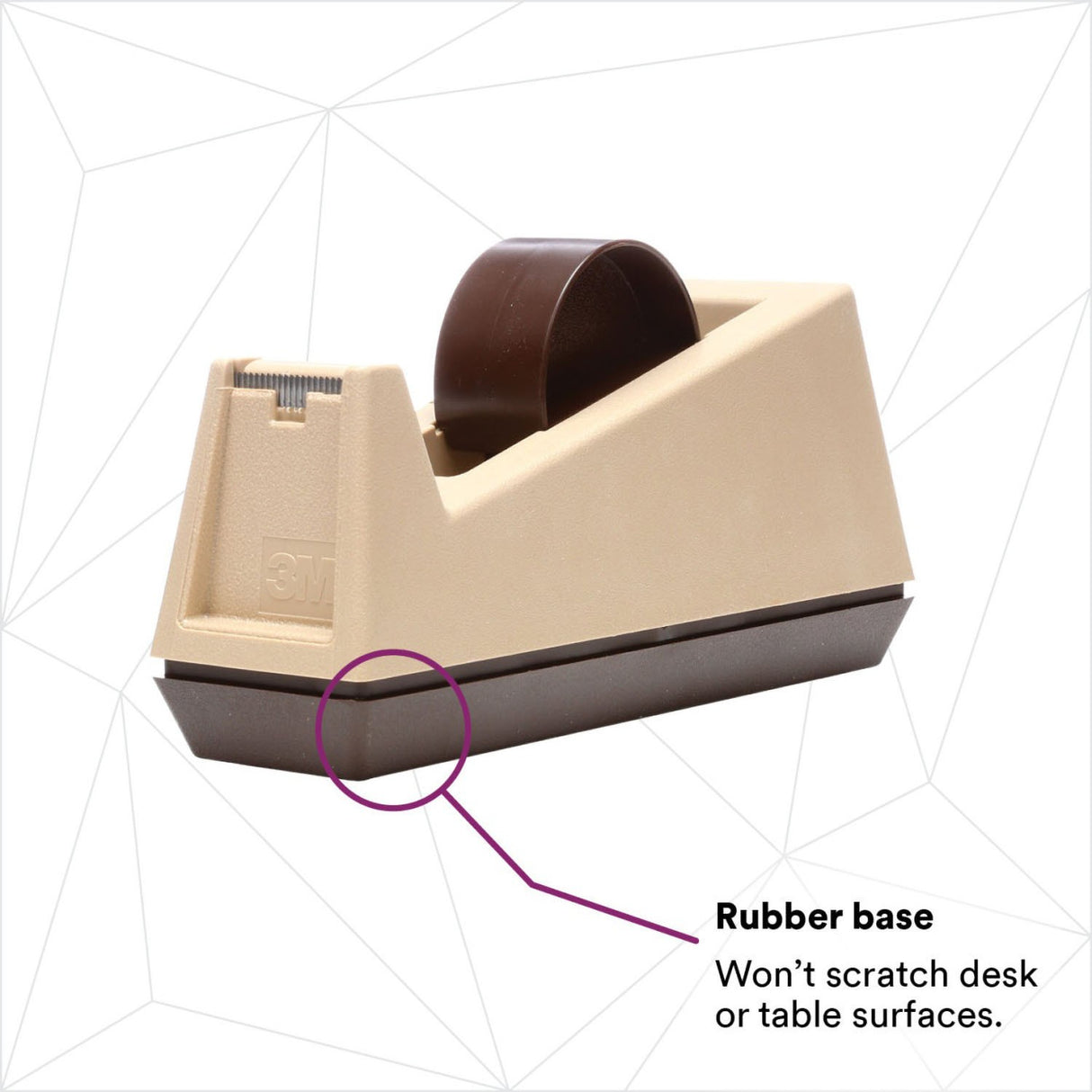 3M C25 Scotch Heavy Duty Tape Dispenser, Weighted Base, Rubber Base, 3 in Core, Holds Tape Up to 1 in Wide, Putty Beige (7000056837) - 7
