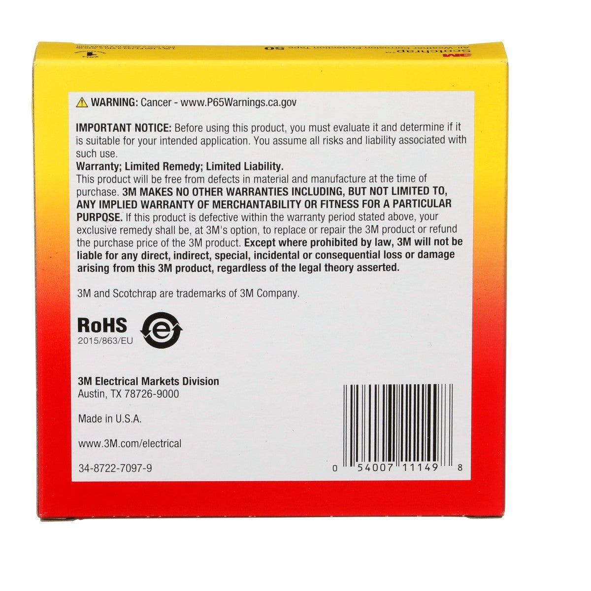 3M 50UP-1X100FT Vinyl Corrosion Protection Tape 50, Unprinted, Black, 1 in x 100 ft (7000057501) (10 Pack) - 10