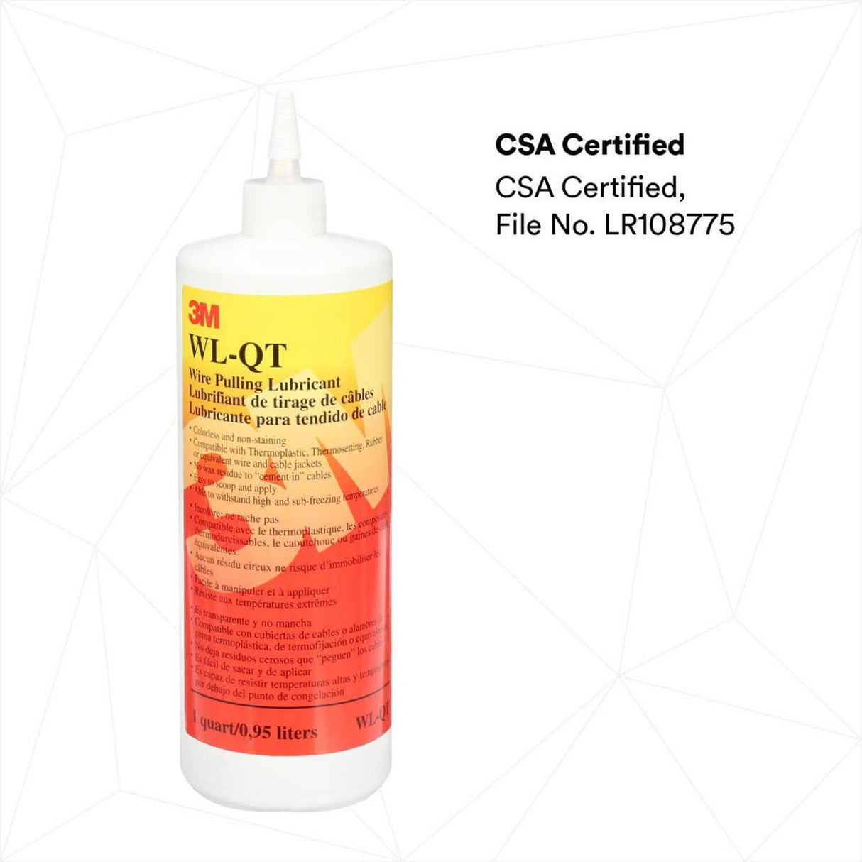 3M Wire Pulling Lubricant Gel, Translucent White, 1 qt (WL-QT) (7000058273) (12 Pack) - 5