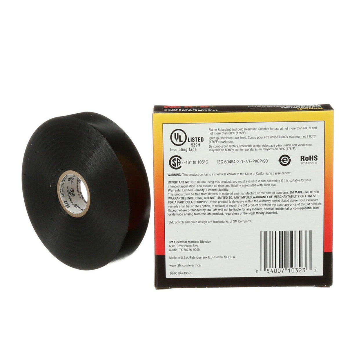 3M 88-3/4X36YD Scotch Super 88 Vinyl Electrical Tape, Black, 3/4 in x 36 yd, Premium Grade (7000058434) - 7
