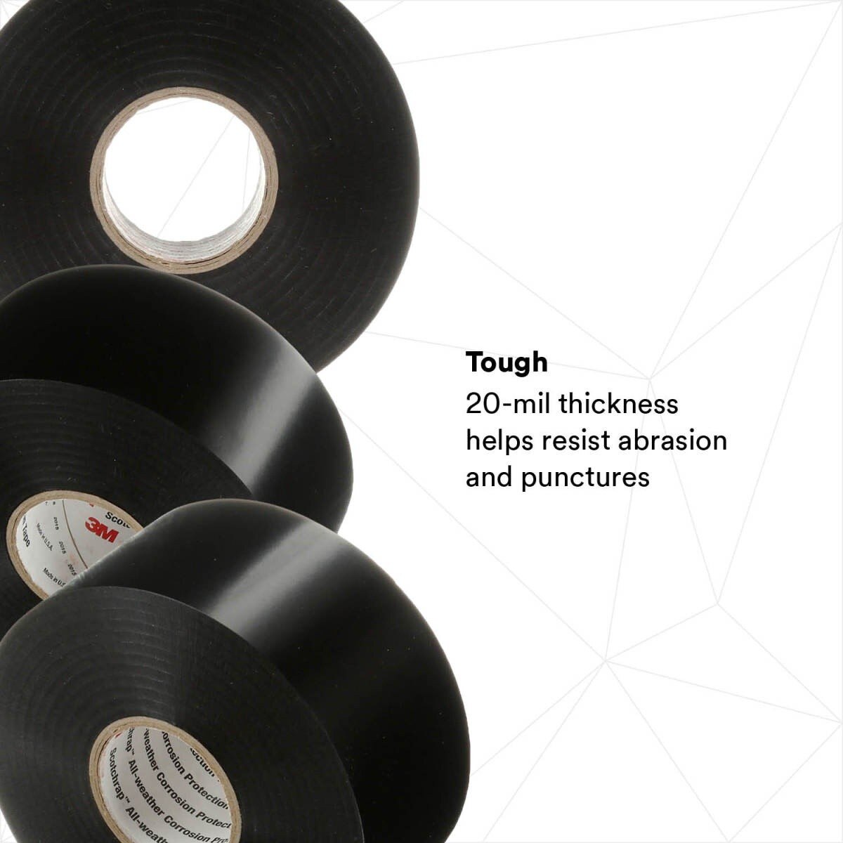 3M 51UP-4X100FT Vinyl Corrosion Protection Tape 51, Unprinted, Black, PVC Backing, Rubber Adhesive, 4 in x 100 ft (7000058493) (4 Pack) - 6