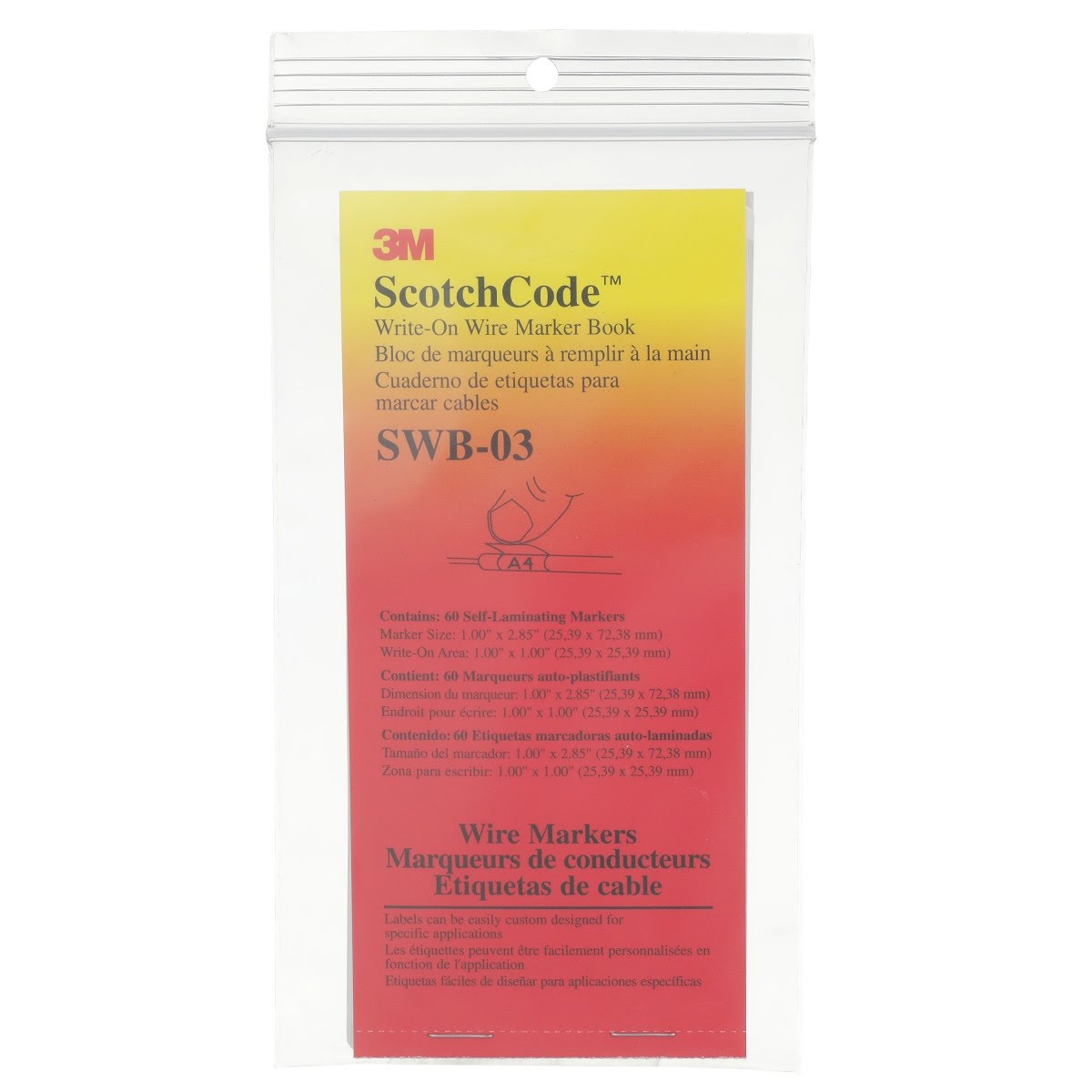 3M SWB-3 Write-On Wire Marker Book Self Laminating Markers White 1 in x 2-27/32 in (7000058802) (5 Pack)