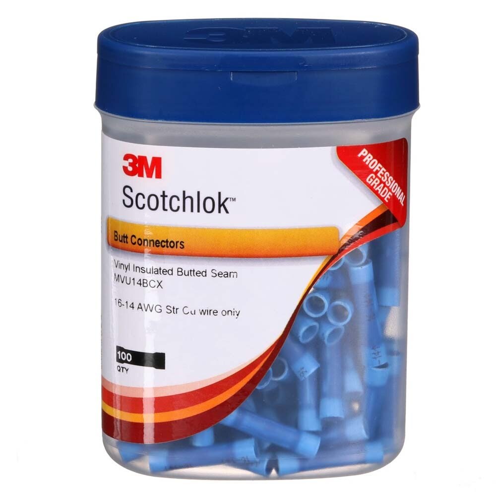 3M MVU14BCX Scotchlok Butt Connector Vinyl Insulated Built-in Wire Stop for Correct Positioning (7000058839) (100 Pack) - 4