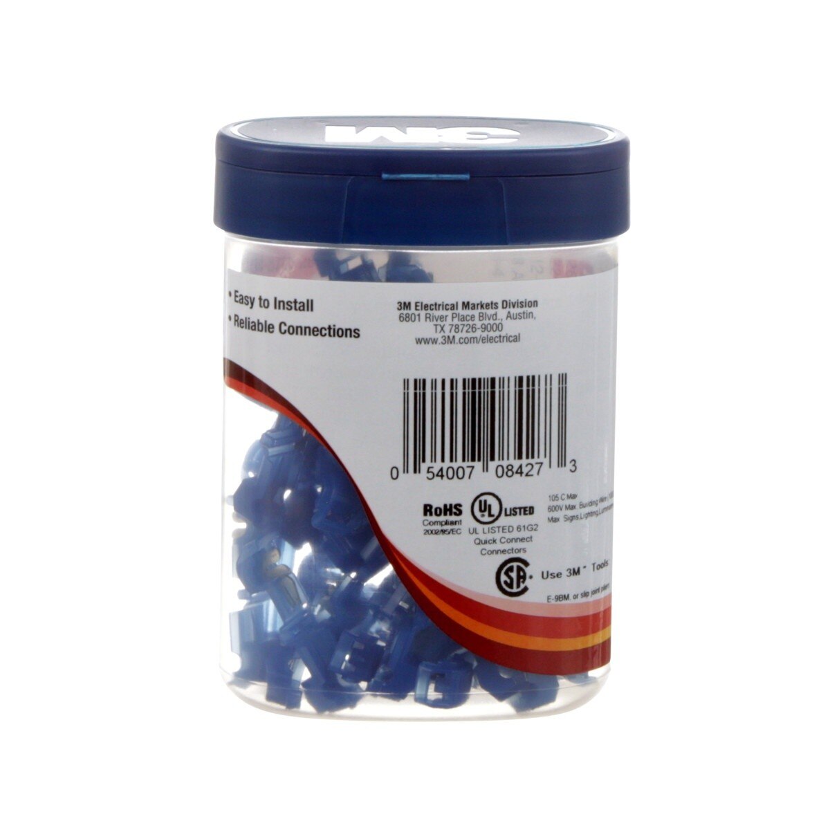 3M 952X-BOTTLE Female QuickSlide Disconnect T-Tap Nylon Insulated Self-Stripping Blue 18-14 AWG (7000058873) (10 Pack) - 9