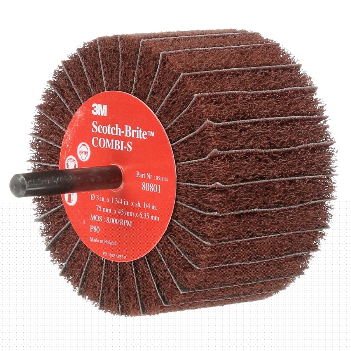 3M 80801 Scotch-Brite Combi-S Wheel, 3 in x 1-3/4 in 1/4 in Shank 80 X-weight (7000077965) (10 Pack)