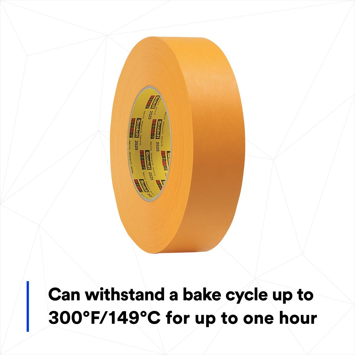 3M 2525 Scotch Performance Flatback Tape, Orange, High Visibility, High Tack, High Temperature, Hand Tearable, 18 mm x 55 m, 9.5 mil (7000088506) (48 Pack) - 7