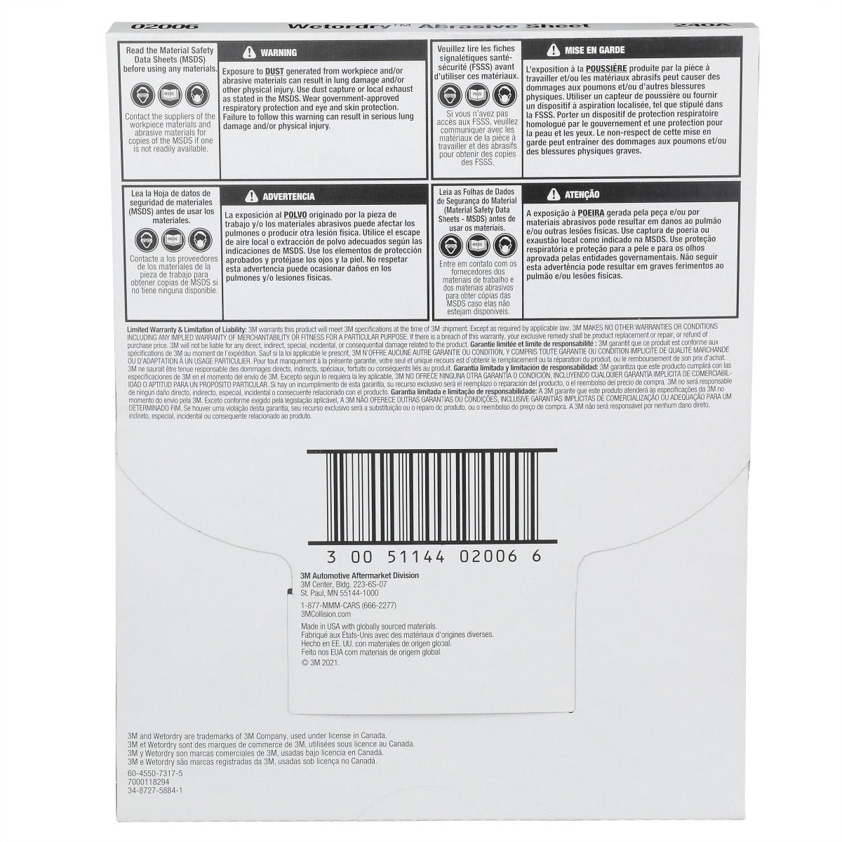 3M 413Q 02006 Wet Dry Abrasive Sheet, SiC 240 Grit, Black, 9 in x 11 in (7000118294) (250 Pack) - 4