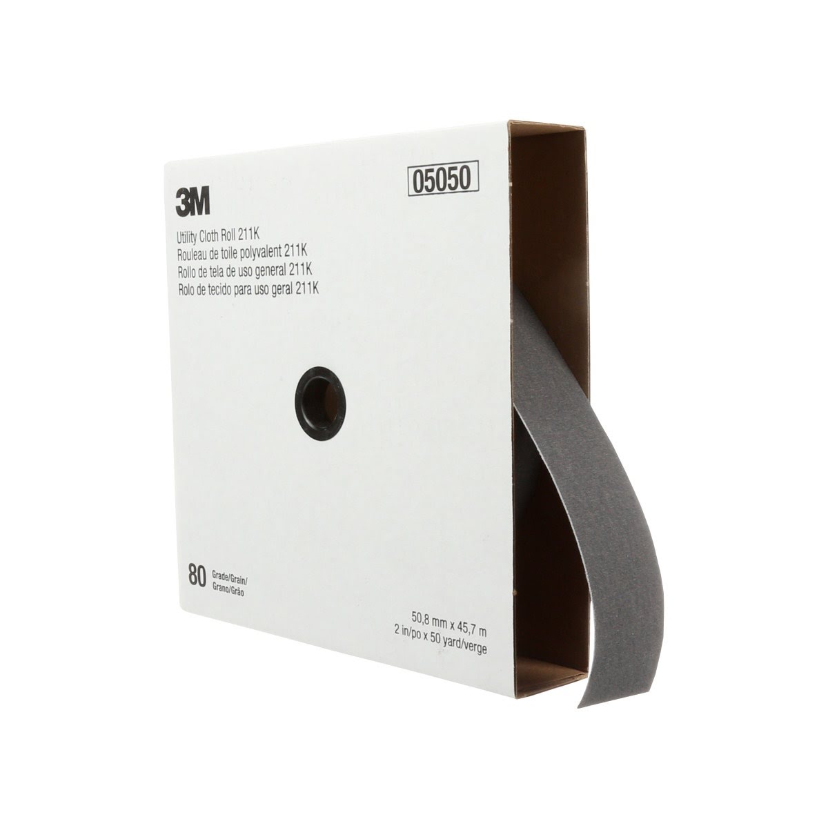 3M 211K Utility Cloth Roll, 80 Grit J-weight, Aluminum Oxide, Gray, 2 in x 50 yd, Full-flex (7000118332) (5 Pack) - 2