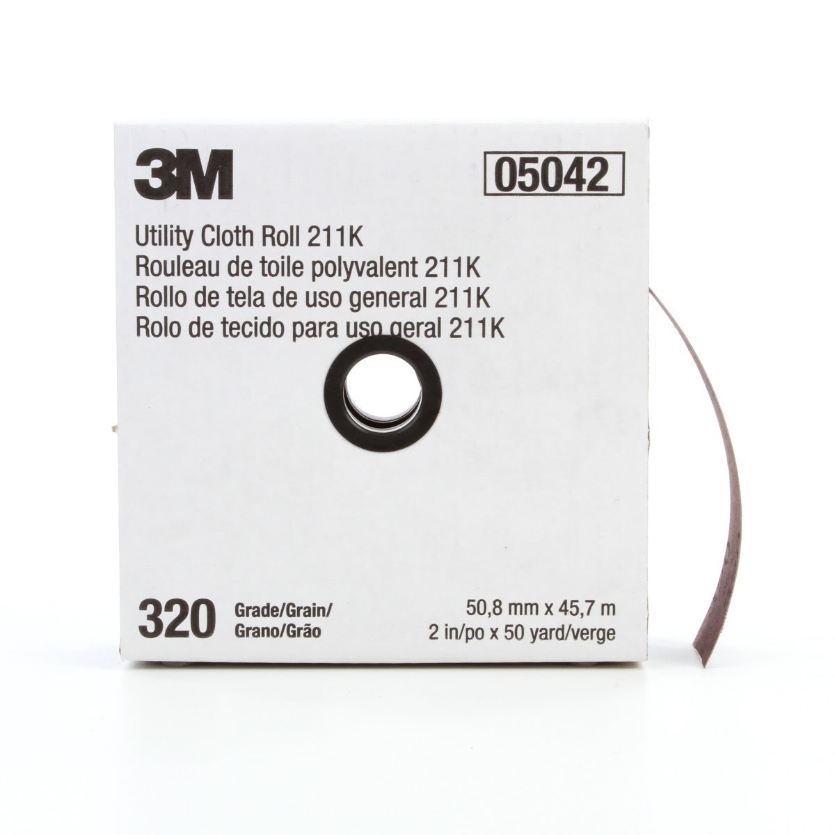 3M 211K Utility Cloth Roll, Aluminum Oxide 320 Grit J Weight Full Flex Gray, 2 in x 50 yd (7000118352) (5 Pack)