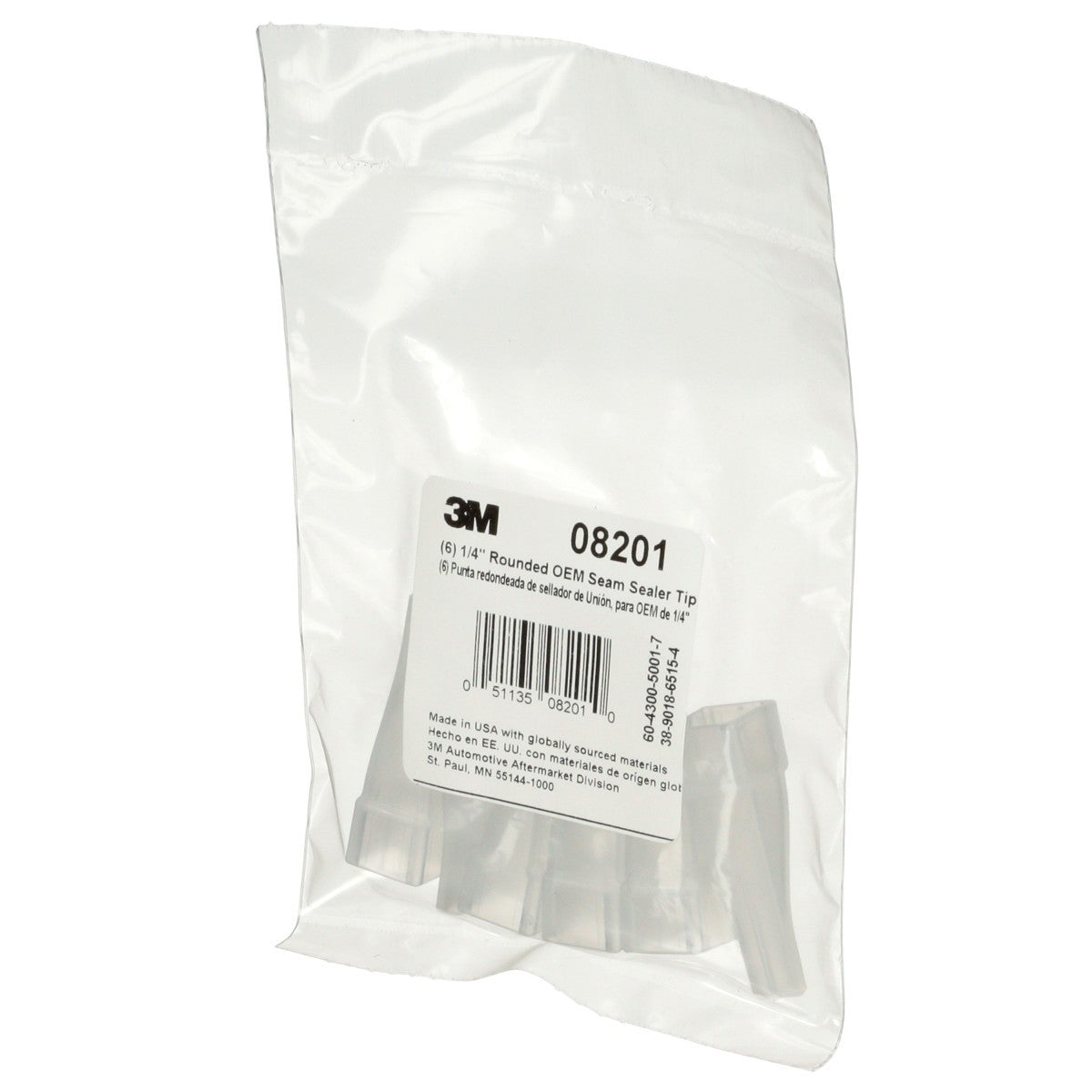 3M 08201 OEM Seam Sealer Tip, 1/4 in Rounded, Opaque Plastic (7000118467) (36 Pack) - 5
