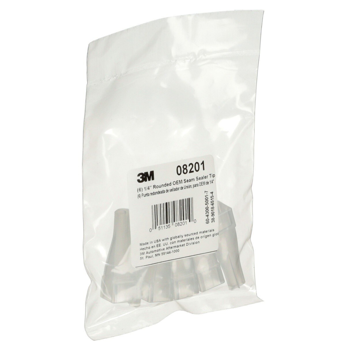 3M 08201 OEM Seam Sealer Tip, 1/4 in Rounded, Opaque Plastic (7000118467) (36 Pack) - 6
