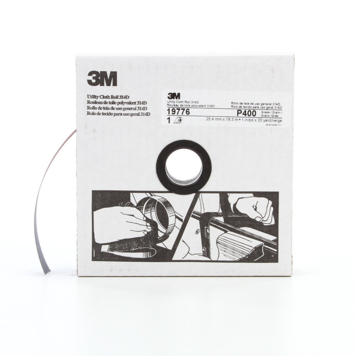 3M Utility Cloth Roll 314D P400 J Weight 1 in x 20 yd (7000118498) (5 Pack)