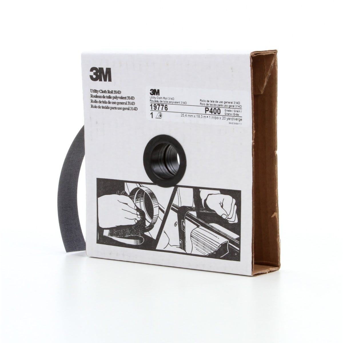 3M Utility Cloth Roll 314D P400 J Weight 1 in x 20 yd (7000118498) (5 Pack) - 3