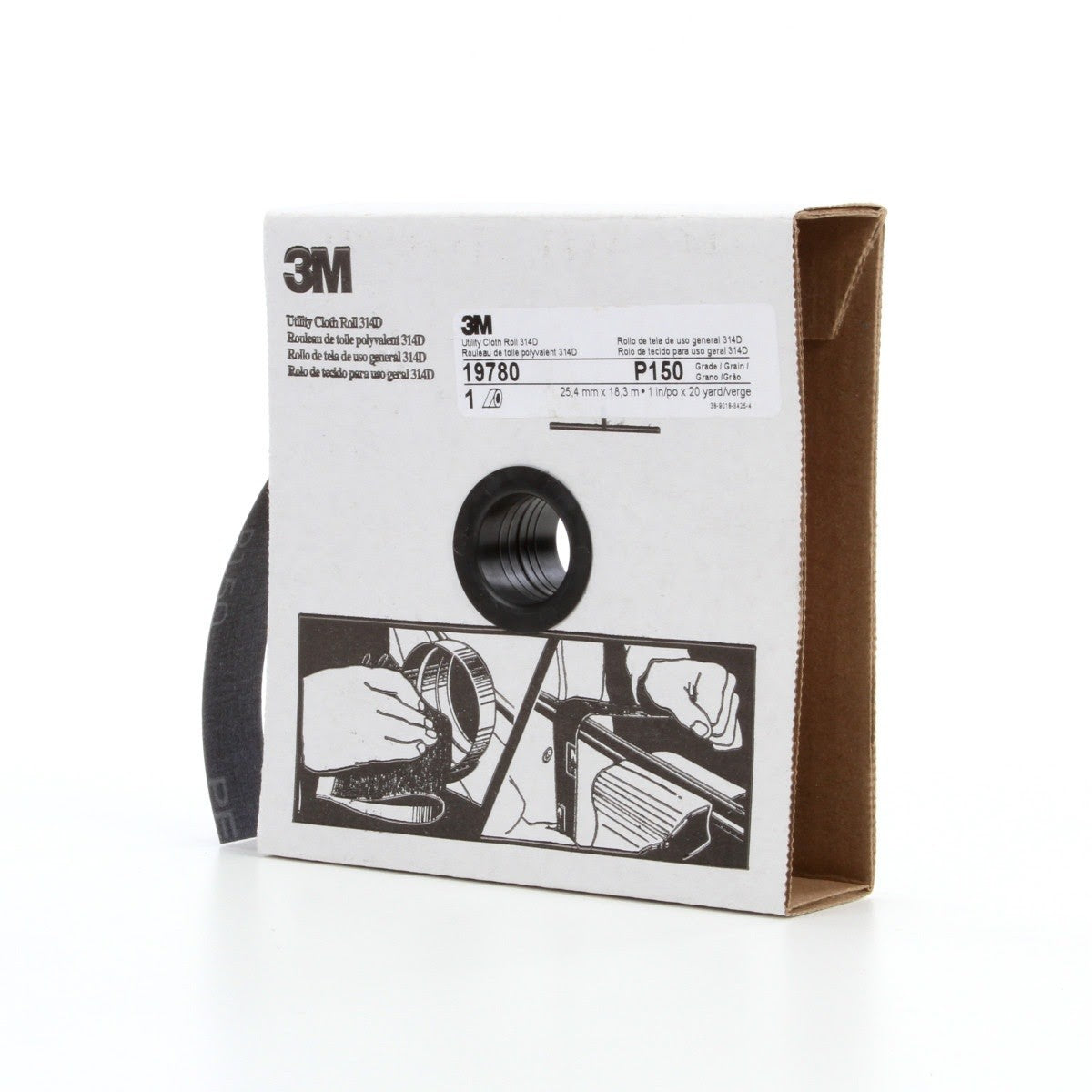 3M 314D Utility Cloth, P150 J-weight, 1 in x 20 yd (7000118502) (5 Pack) - 3