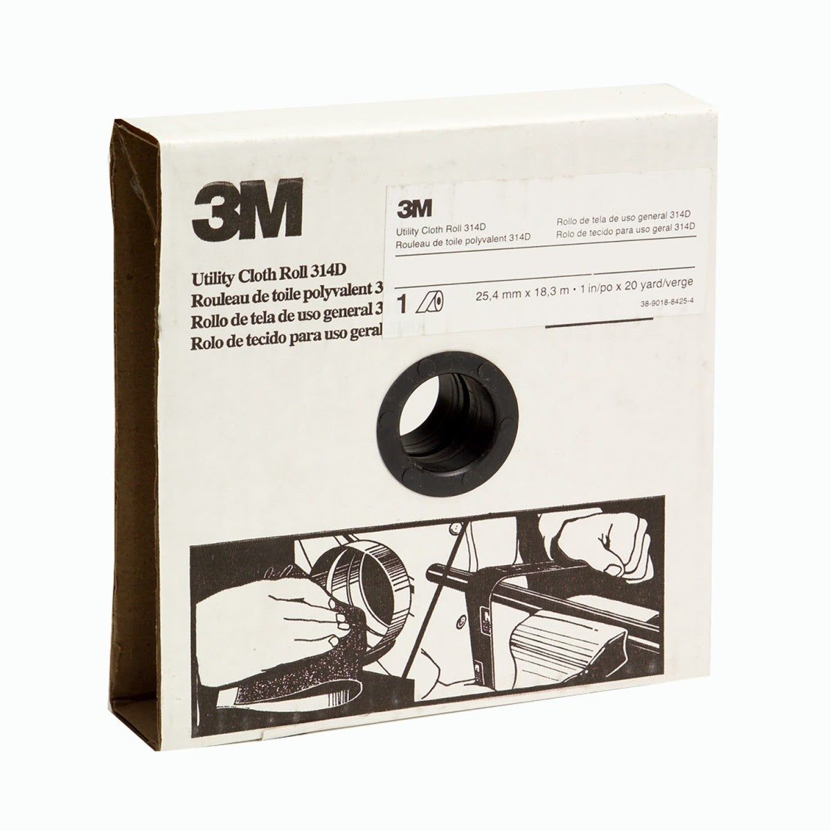 3M 314D Utility Cloth, P120 J-weight, 1 in x 20 yd (7000118503) (5 Pack)