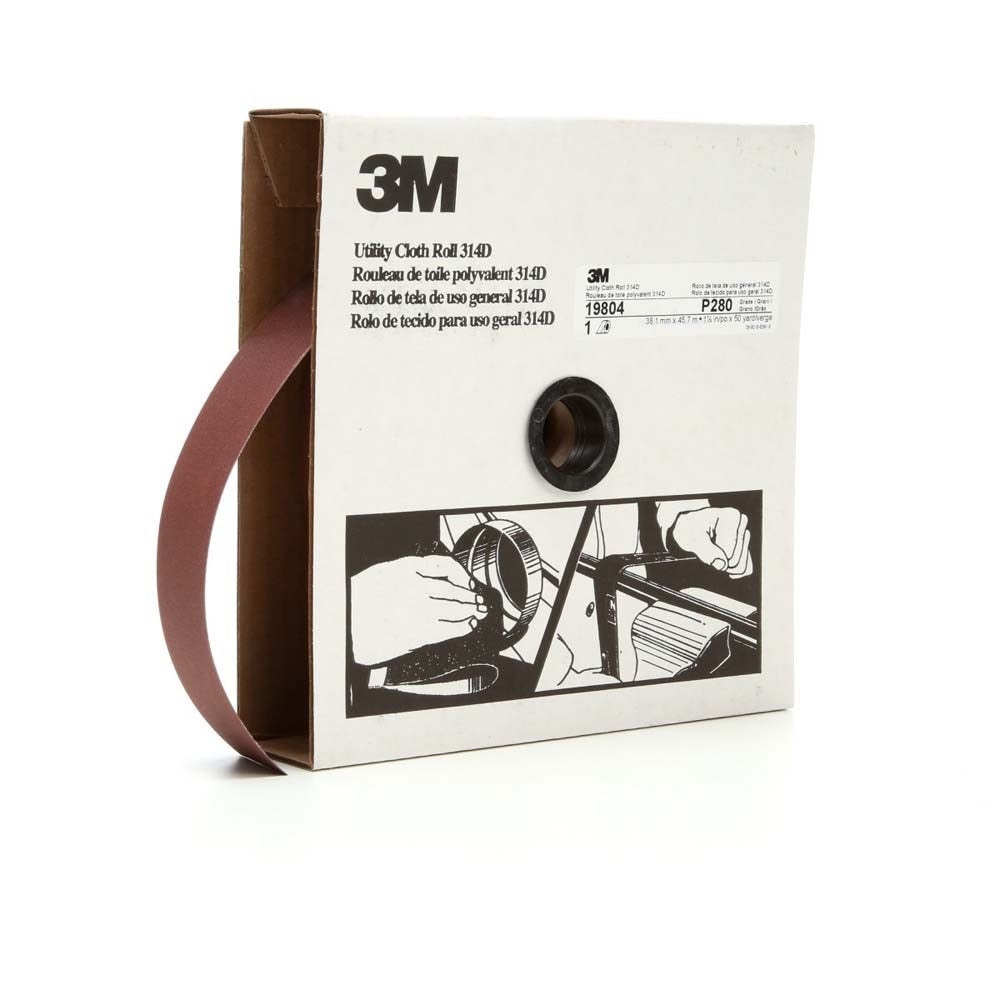 3M 314D Utility Cloth Roll , 1-1/2 in x 50 yd P280 J-weight (7000118524) (5 Pack)