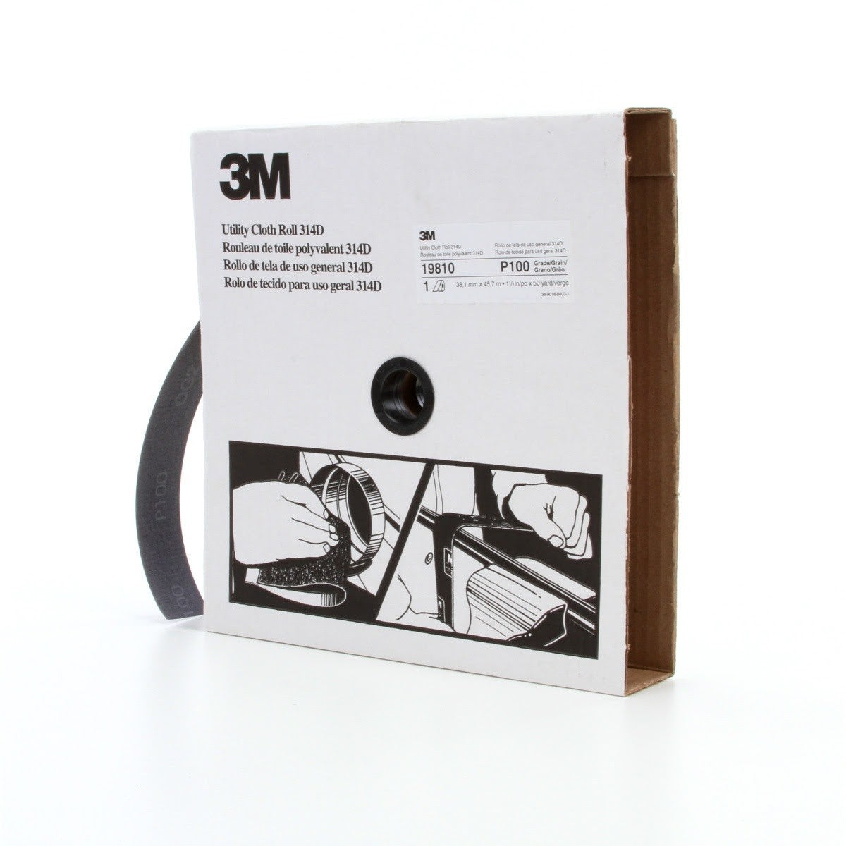 3M 314D Utility Cloth, P100 J-weight, 1-1/2 in x 50 yd (7000118530) (5 Pack) - 3