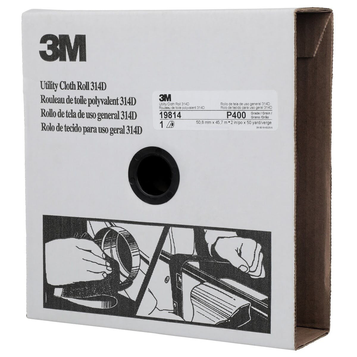 3M 314D Utility Cloth Roll, Aluminum Oxide, P400, Maroon, 2 in x 50 yd (7000118534) (5 Pack) - 3