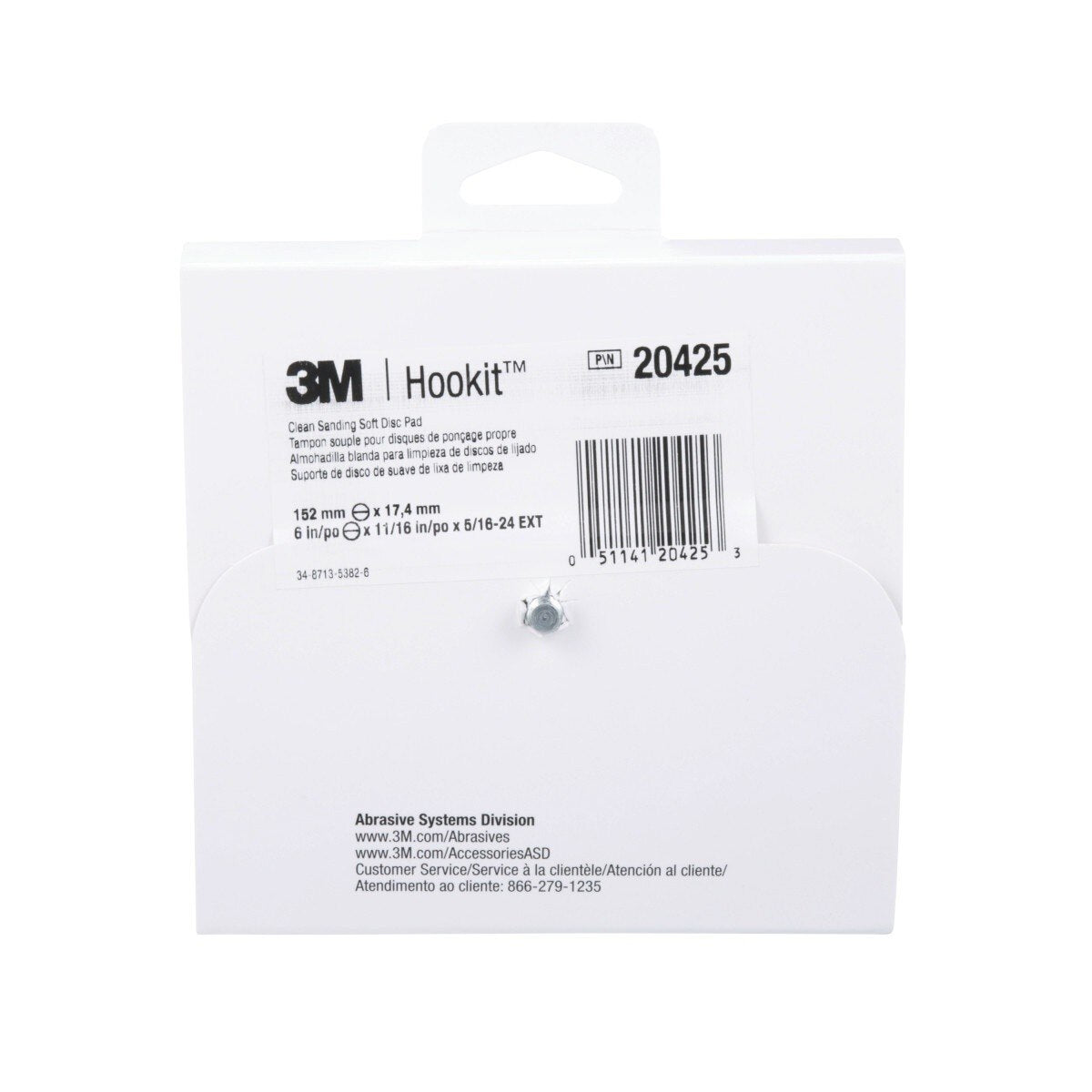 3M 20425 Hookit Soft Disc Pad, Hook and Loop Attachment, Soft, Yellow, 6 in x 1/2 in, 25 Holes (7000118613) (10 Pack) - 8