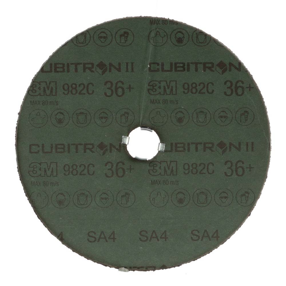 3M 982C Cubitron II Fibre Disc 7 in. GL Quick Change 36+ Grit Precision-Shaped Grain Abrasive Discs for Heavy Grinding, Deburring, Beveling, Finishing, and Weld Removal (7000119163) (25 Pack) - 2
