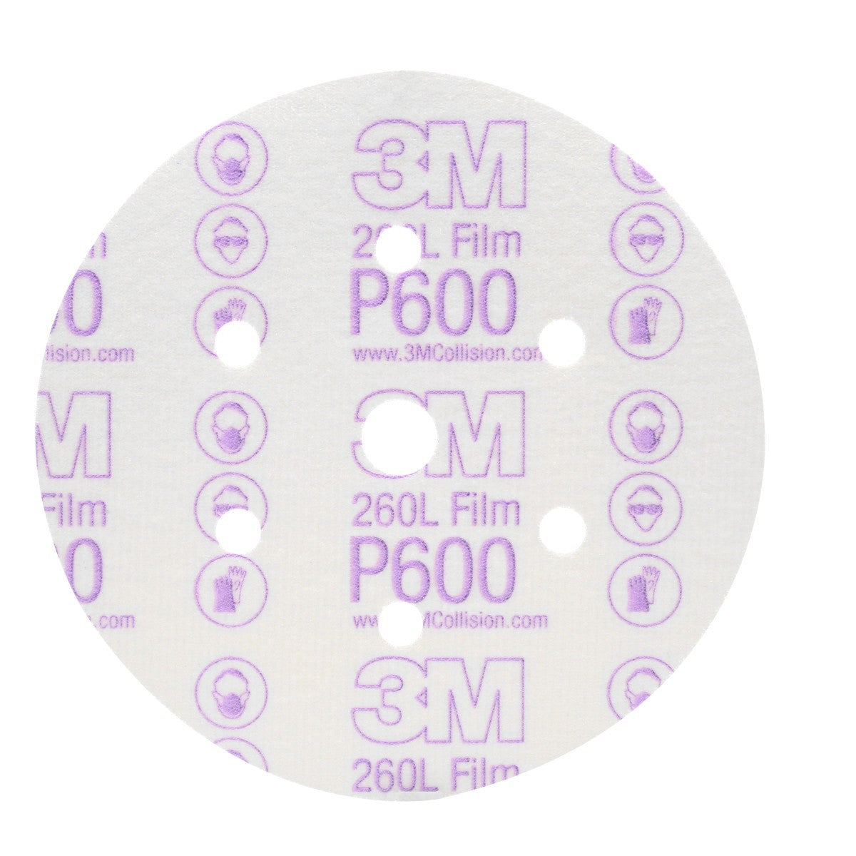 3M 260L 01071 Hookit Finishing Film Abrasive Disc, Dust Free, Aluminum Oxide, P600, White, 6 in (7000119692) (400 Pack)