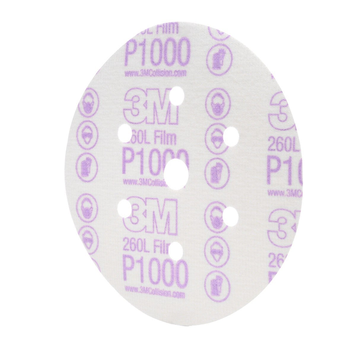 3M 01069 Hookit Finishing Film Abrasive Disc, Dust Free, P1000, White, 6 in, 7 Hole (7000119693) (400 Pack) - 2