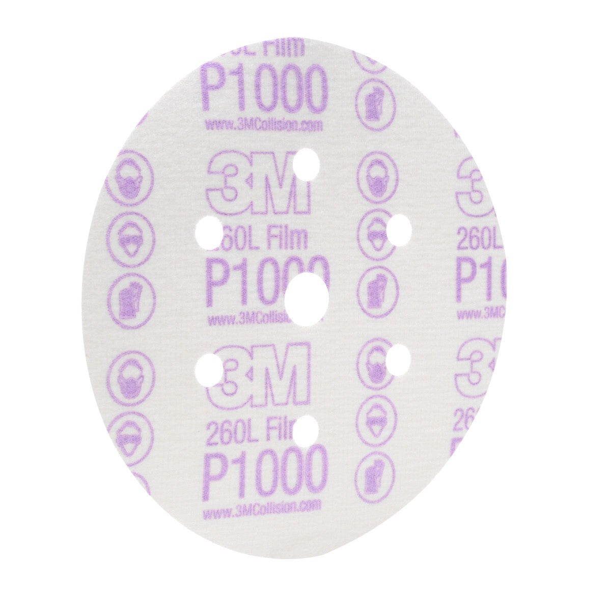3M 01069 Hookit Finishing Film Abrasive Disc, Dust Free, P1000, White, 6 in, 7 Hole (7000119693) (400 Pack) - 3