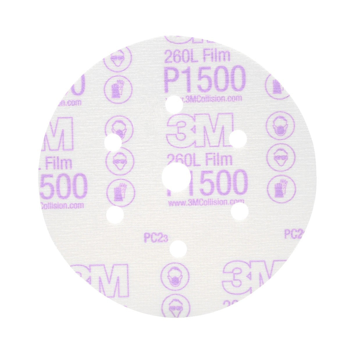 3M 260L 01050 Hookit Finishing Film Abrasive Disc, Dust Free, Aluminum Oxide P1500, White, 6 in (7000119694) (400 Pack)
