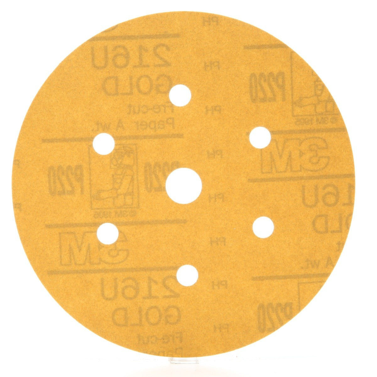 3M 216U 01078 Hookit Gold Disc Dust Free Abrasive Disc, Aluminum Oxide P220, Gold, 6 in, 7 Hole (7000119698) (400 Pack)