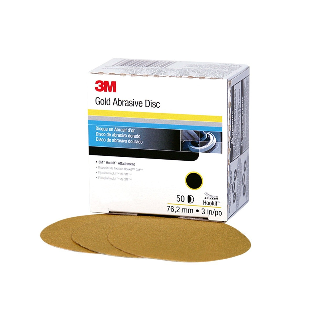 3M 216U 00912 Hookit Gold Disc, Aluminum Oxide, P500, 3 in (7000119710) (200 Pack)